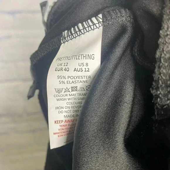 Pretty Little Thing Black Front Split Straight Leg Pants - Picture 7 of 7